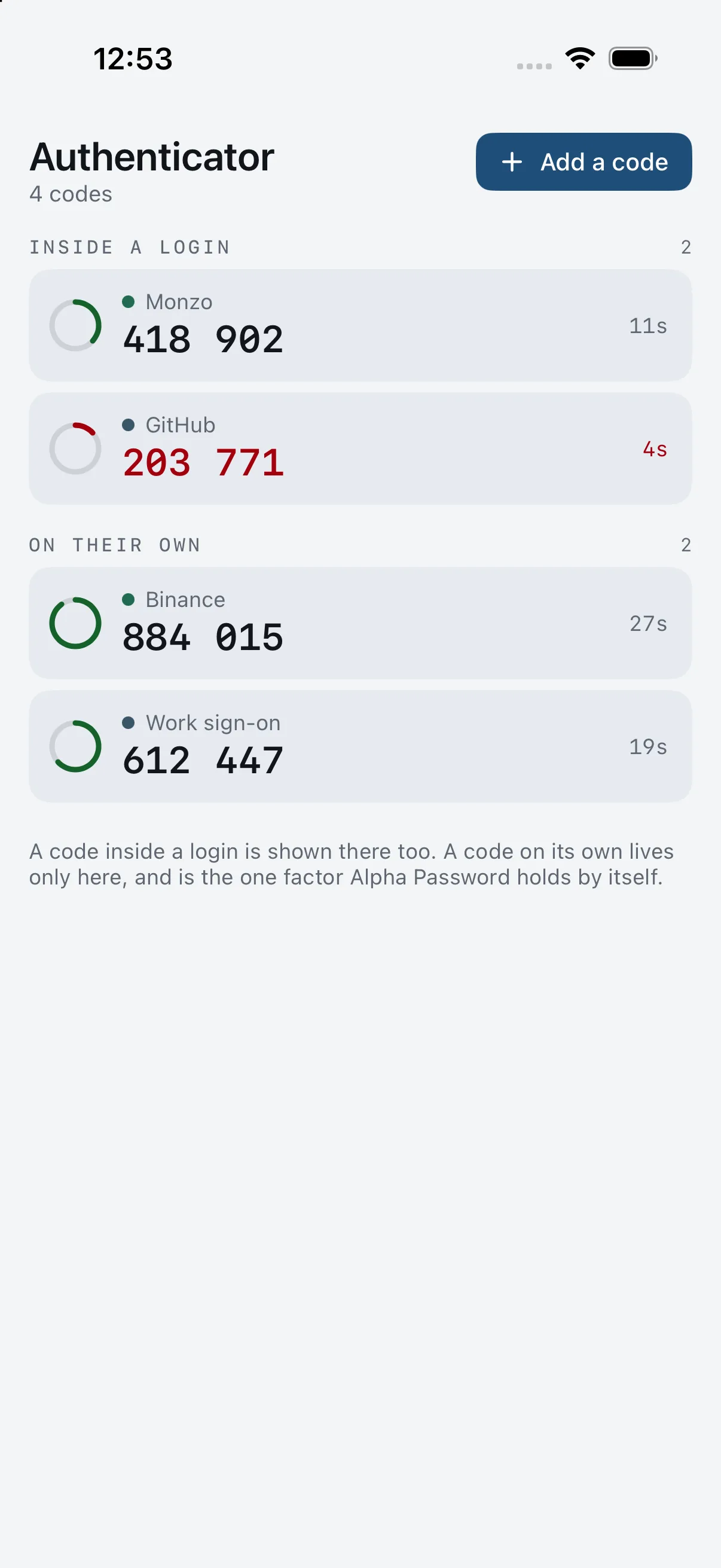 The authenticator on a phone.