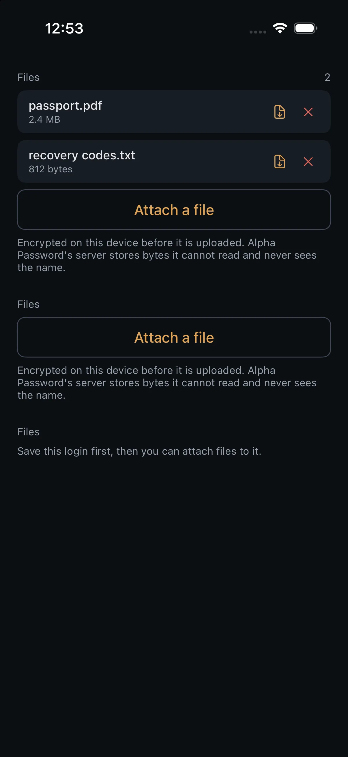 Files attached to an item on a phone.